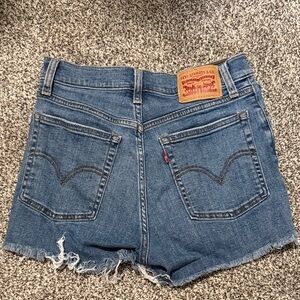 Levi's Blue Denim Cutoff Shorts with Frayed Hem